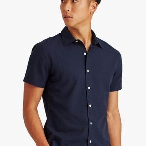 Bonobos Riviera Short Sleeve Shirt – Navy Textured / Seersucker – Size Large
